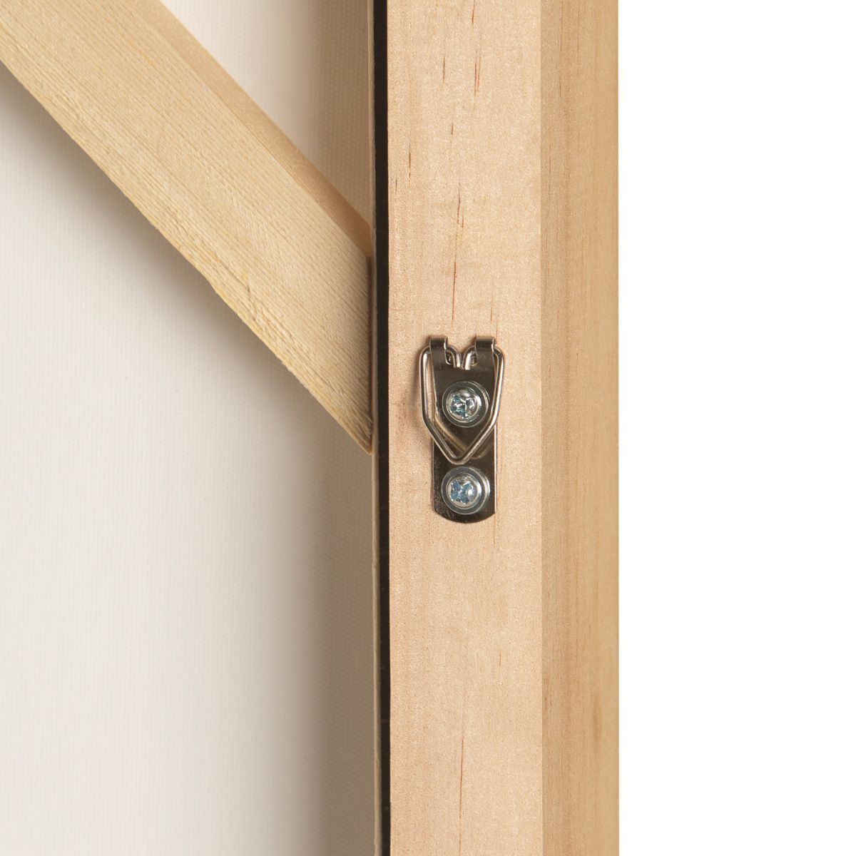 Detalle trasero del marco de madera natural del cuadro