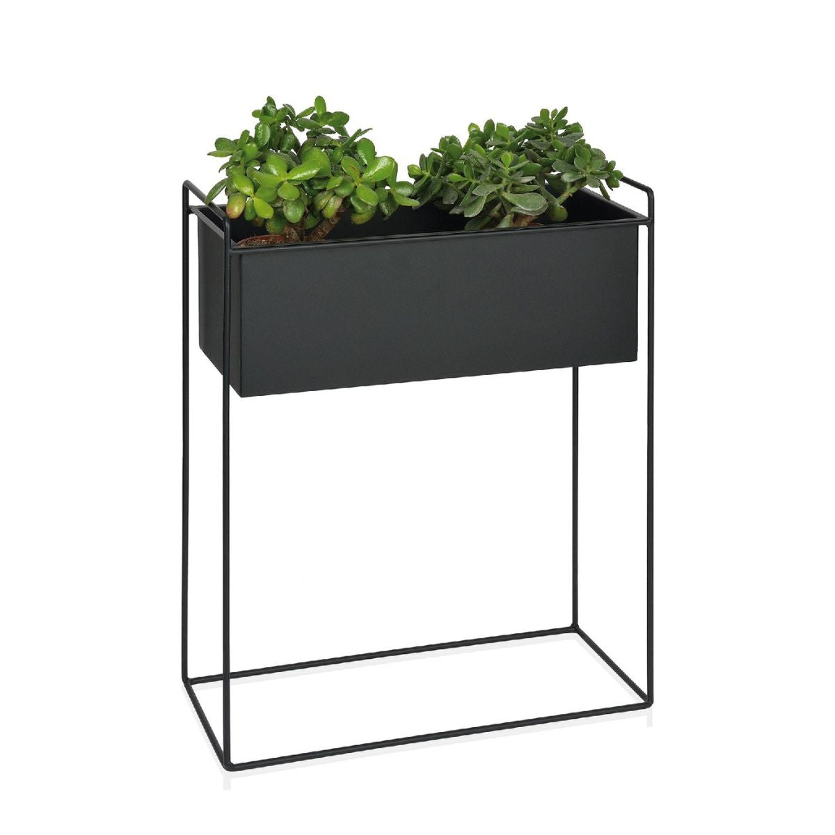 Macetero rectangular de metal negro