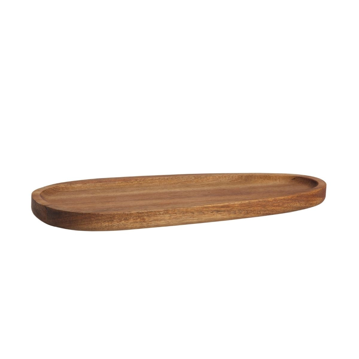 Bandeja decorativa alargada de madera de acacia