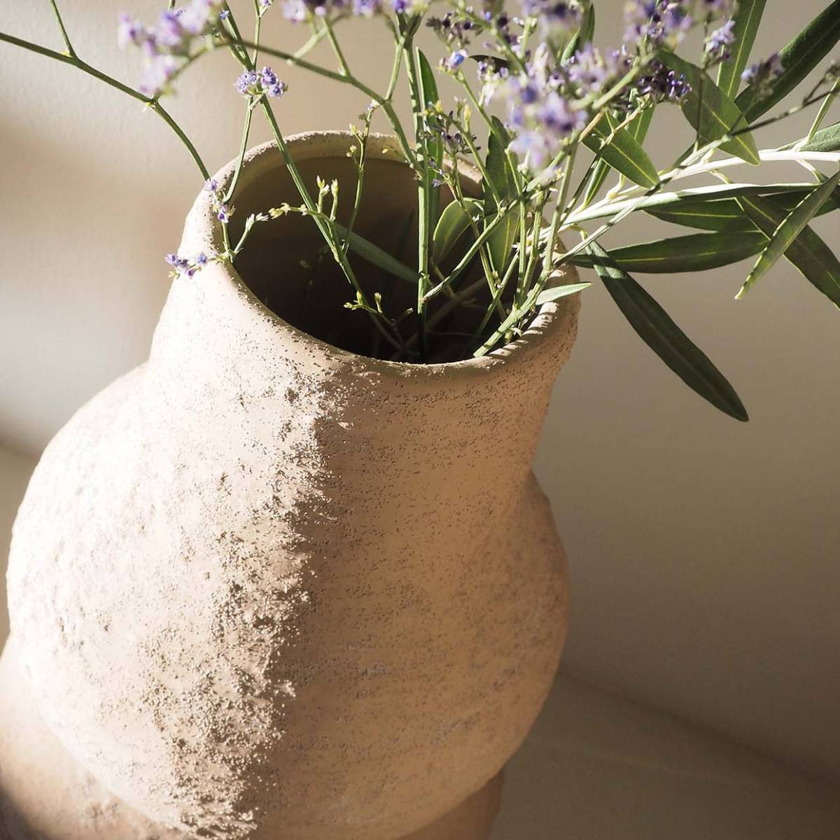 Jarrón gres beige Kaoma 35 cm