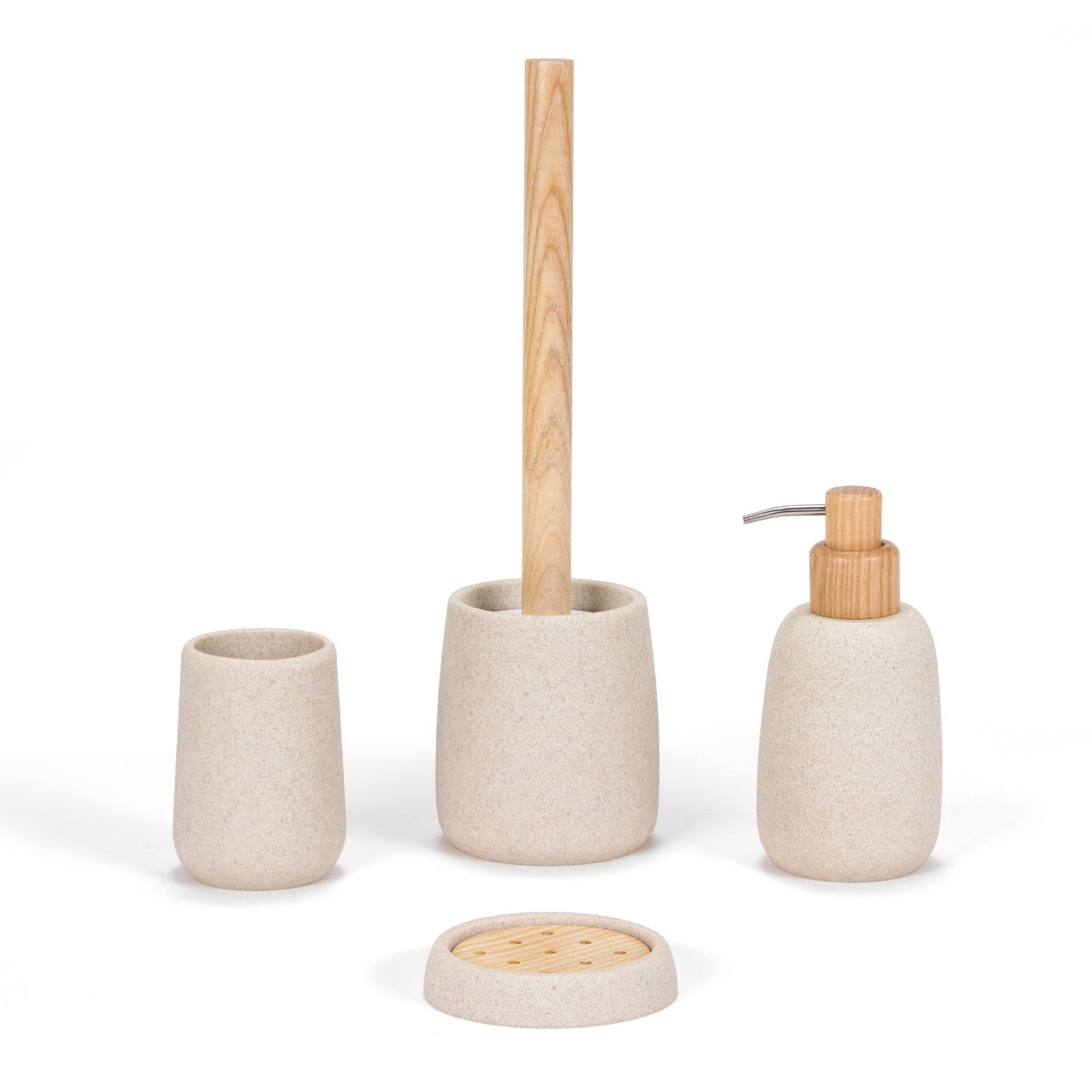 Dispensador de baño beige de arenisca