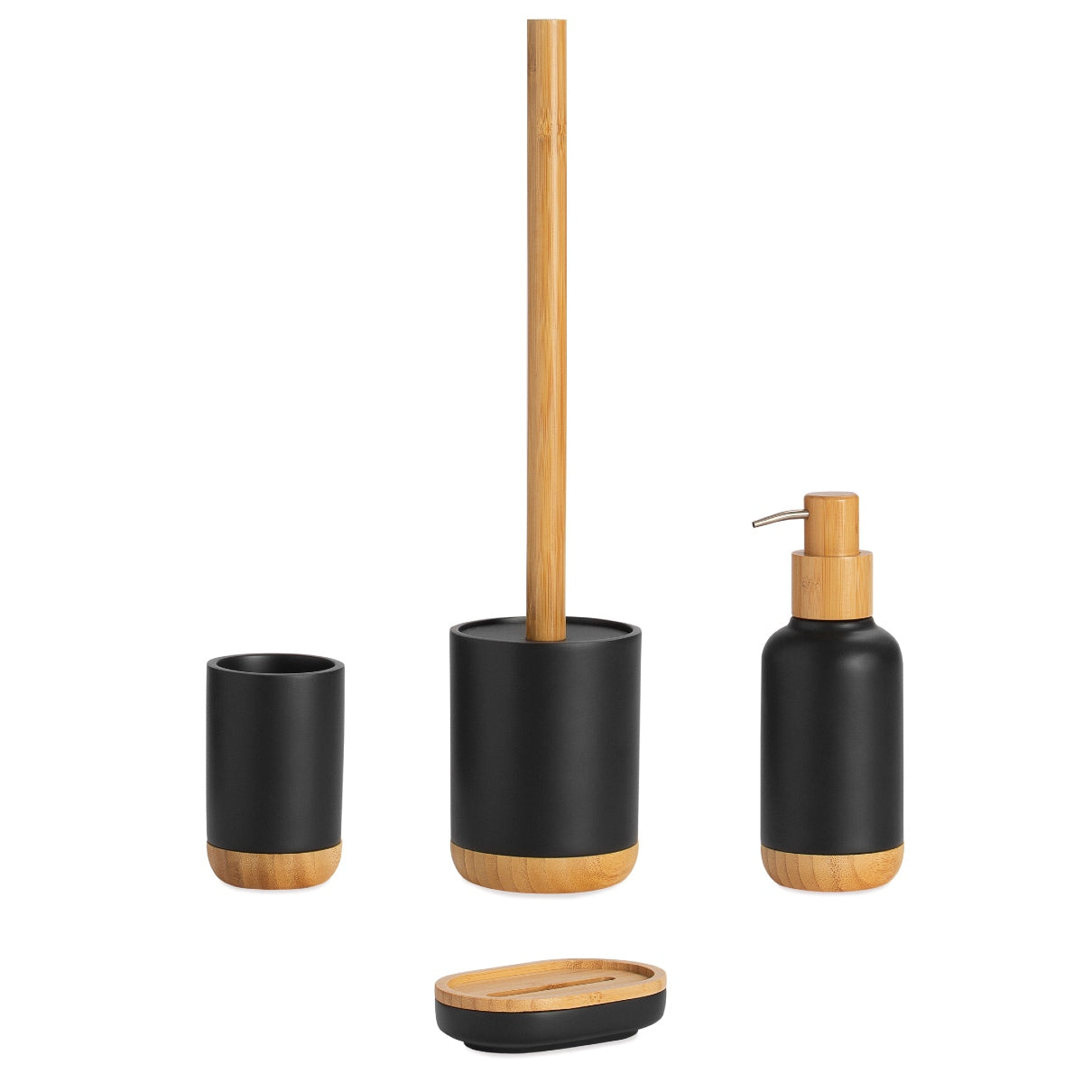 Jabonera de baño de bambú nórdica negra