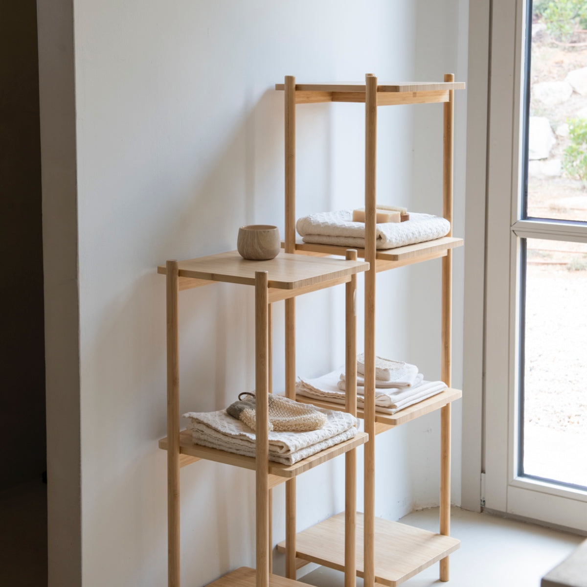 Estantería de baño de bambú con 4 estantes