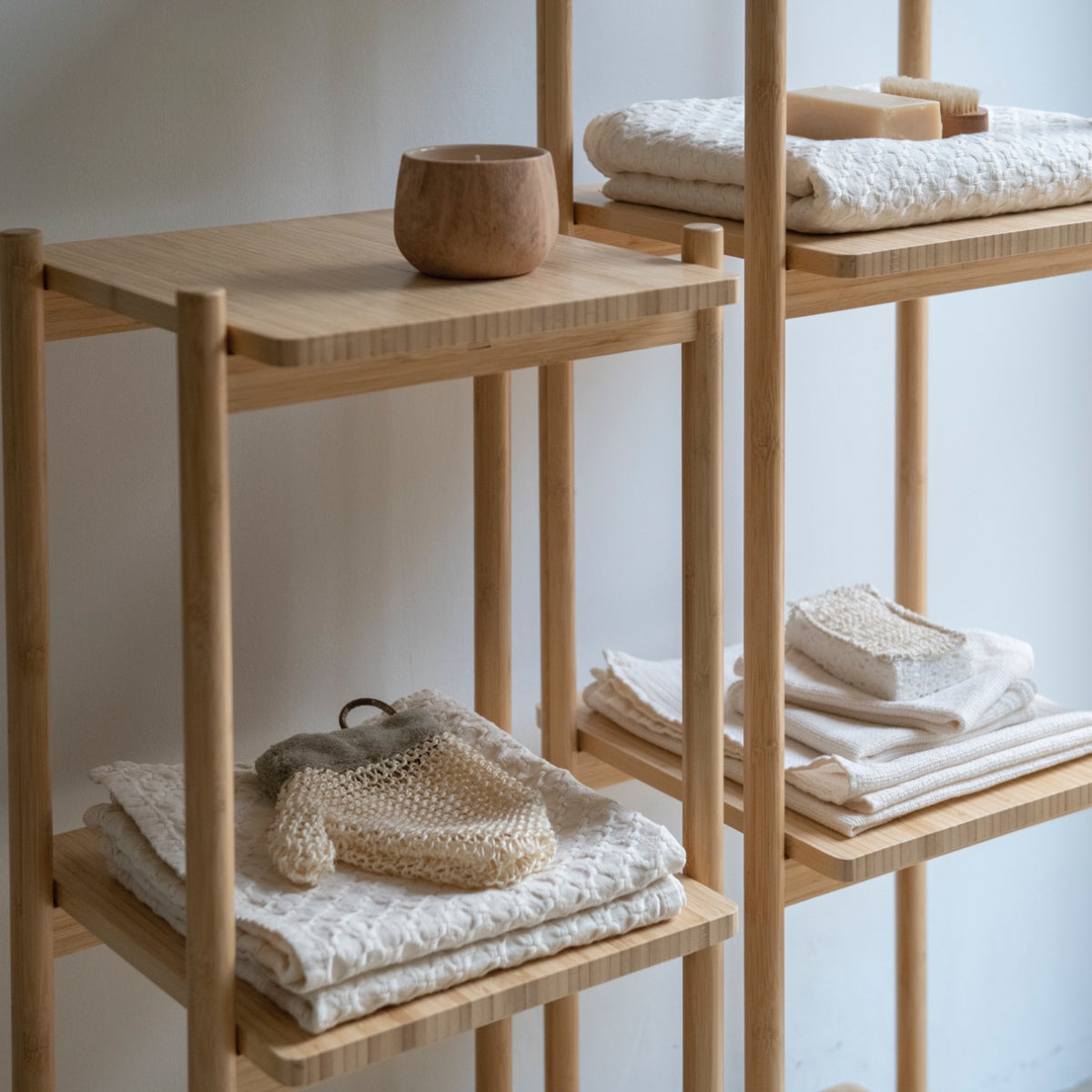 Estantería de baño de bambú con 4 estantes