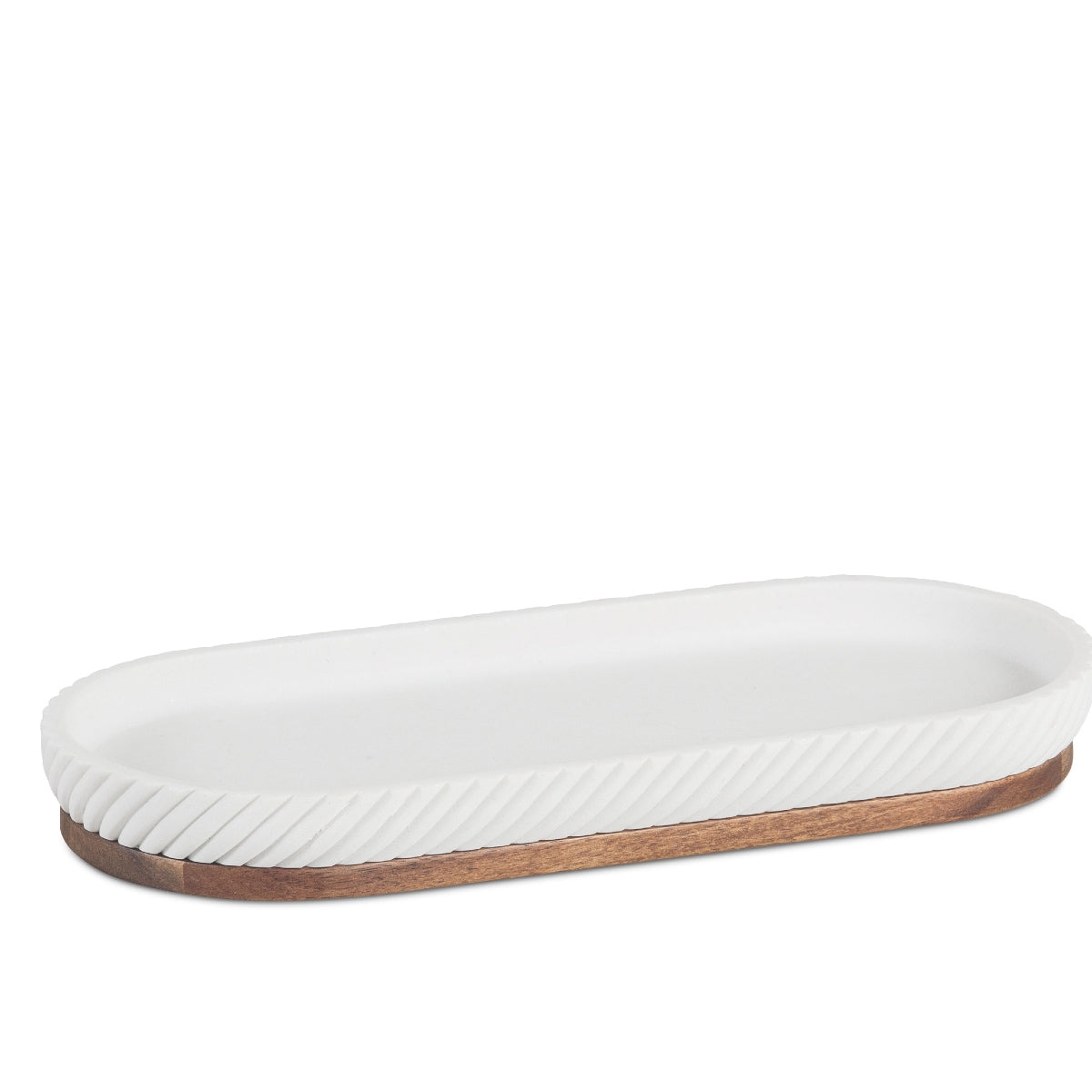 Bandeja blanca de resina y madera