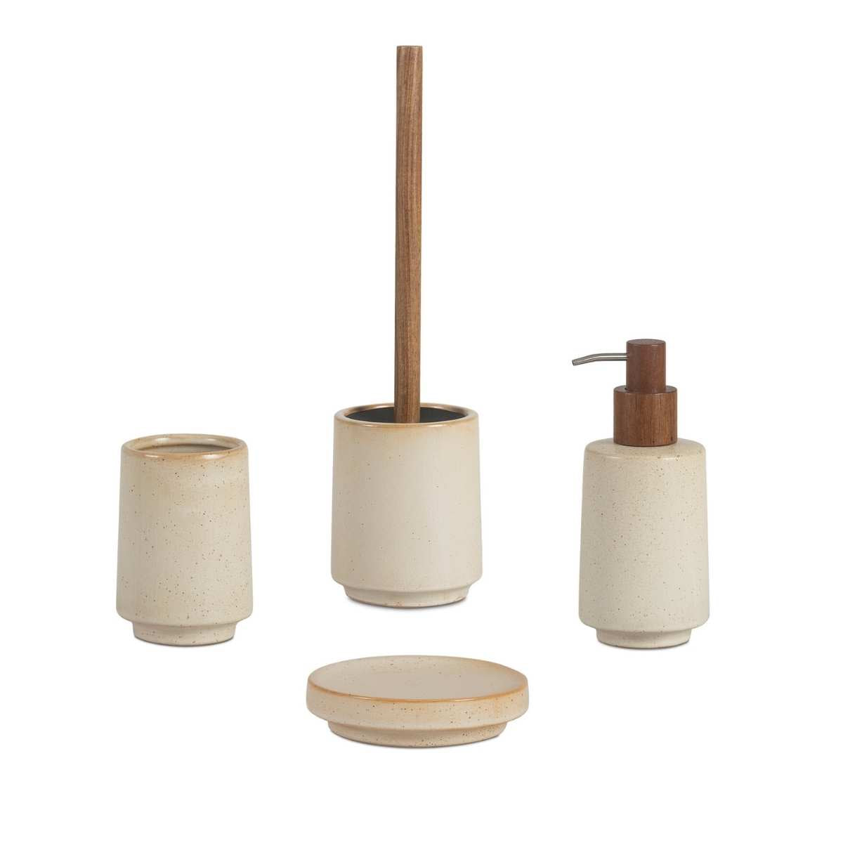 Conjunto de accesorios de baño beige de cerámica