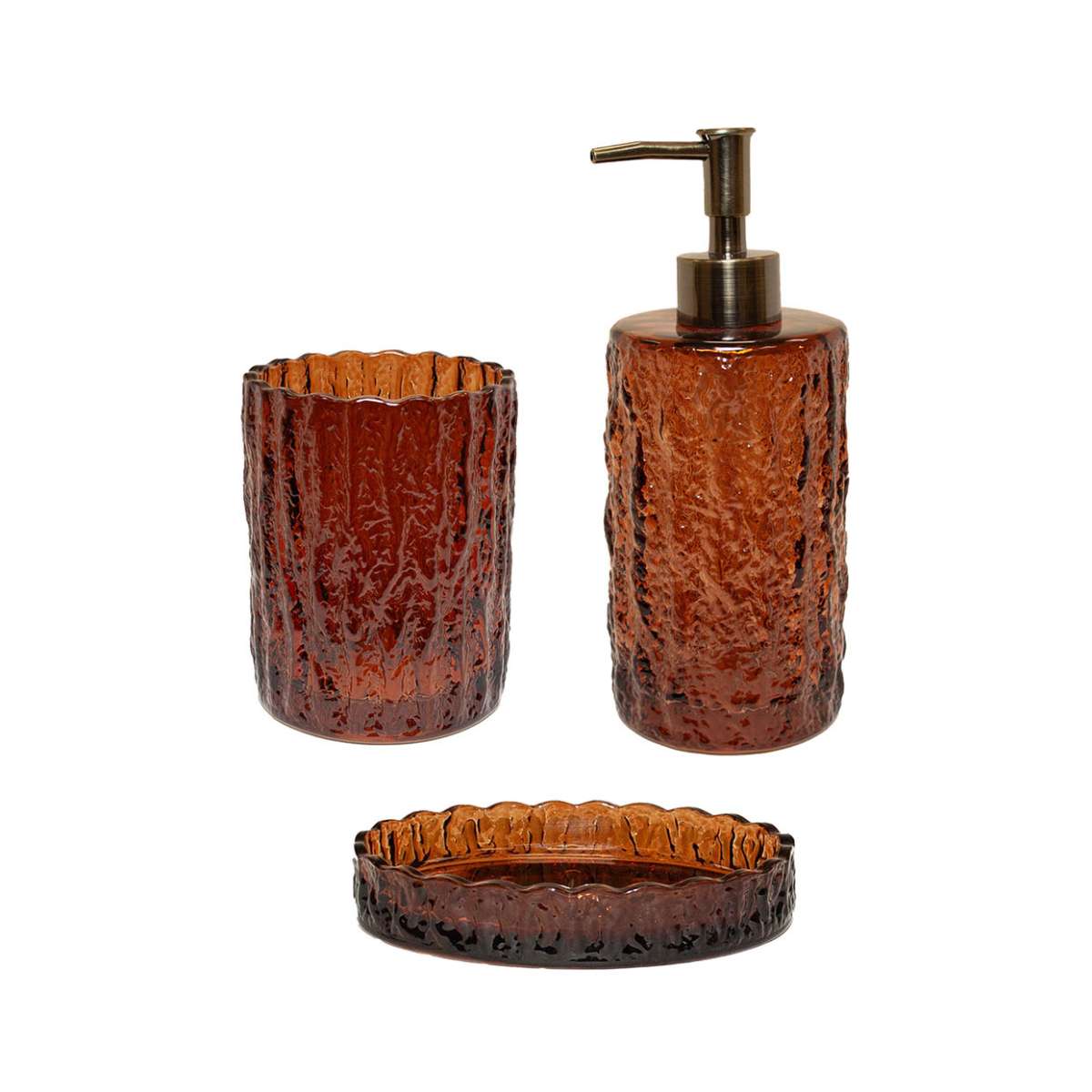 Jabonera de vidrio vintage marrón para baño