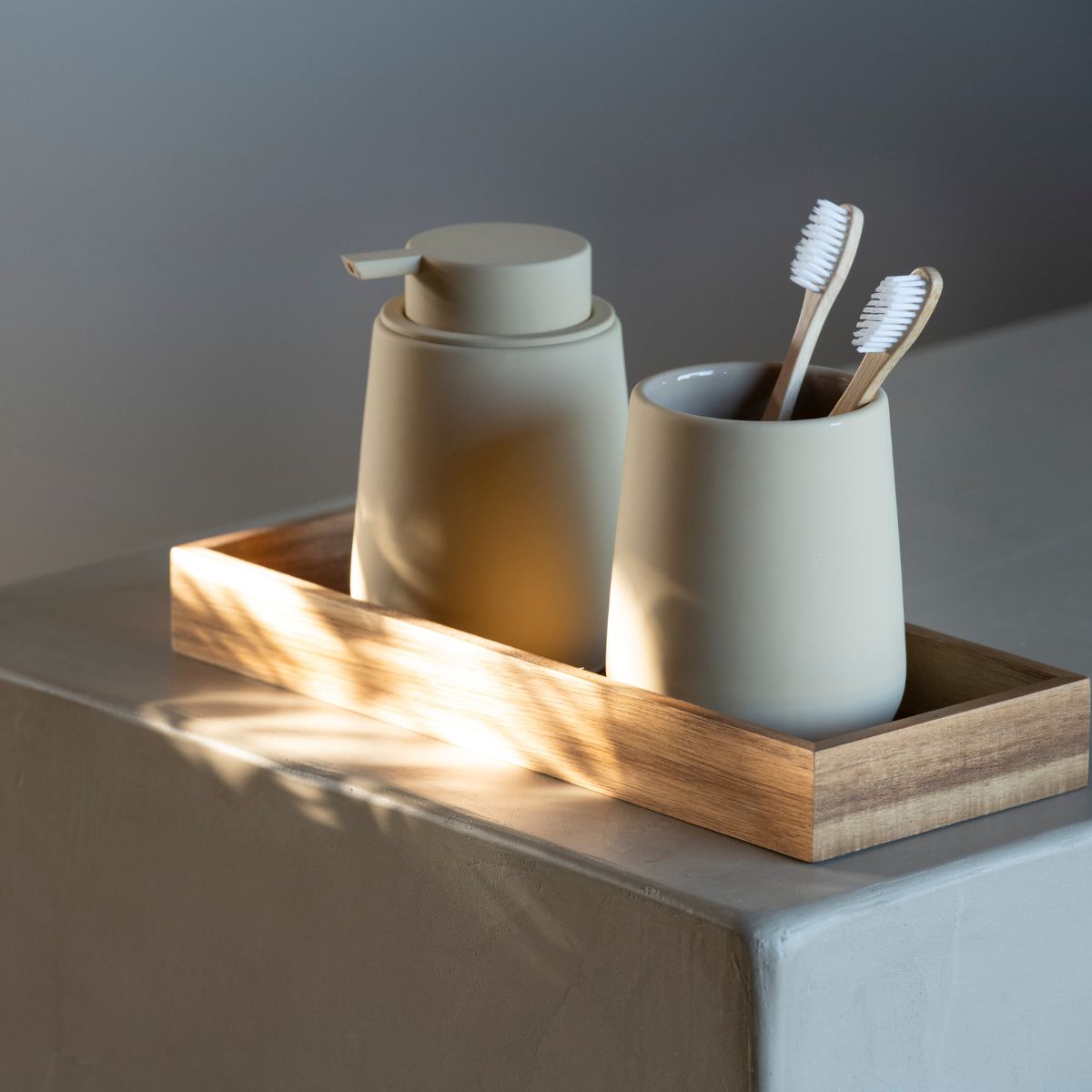 Set de baño de cerámica dolomita beige