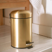 Papelera de baño dorada de acero inoxidable