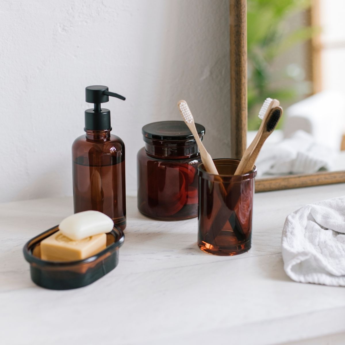 Jabonera de baño de cristal moderna marrón