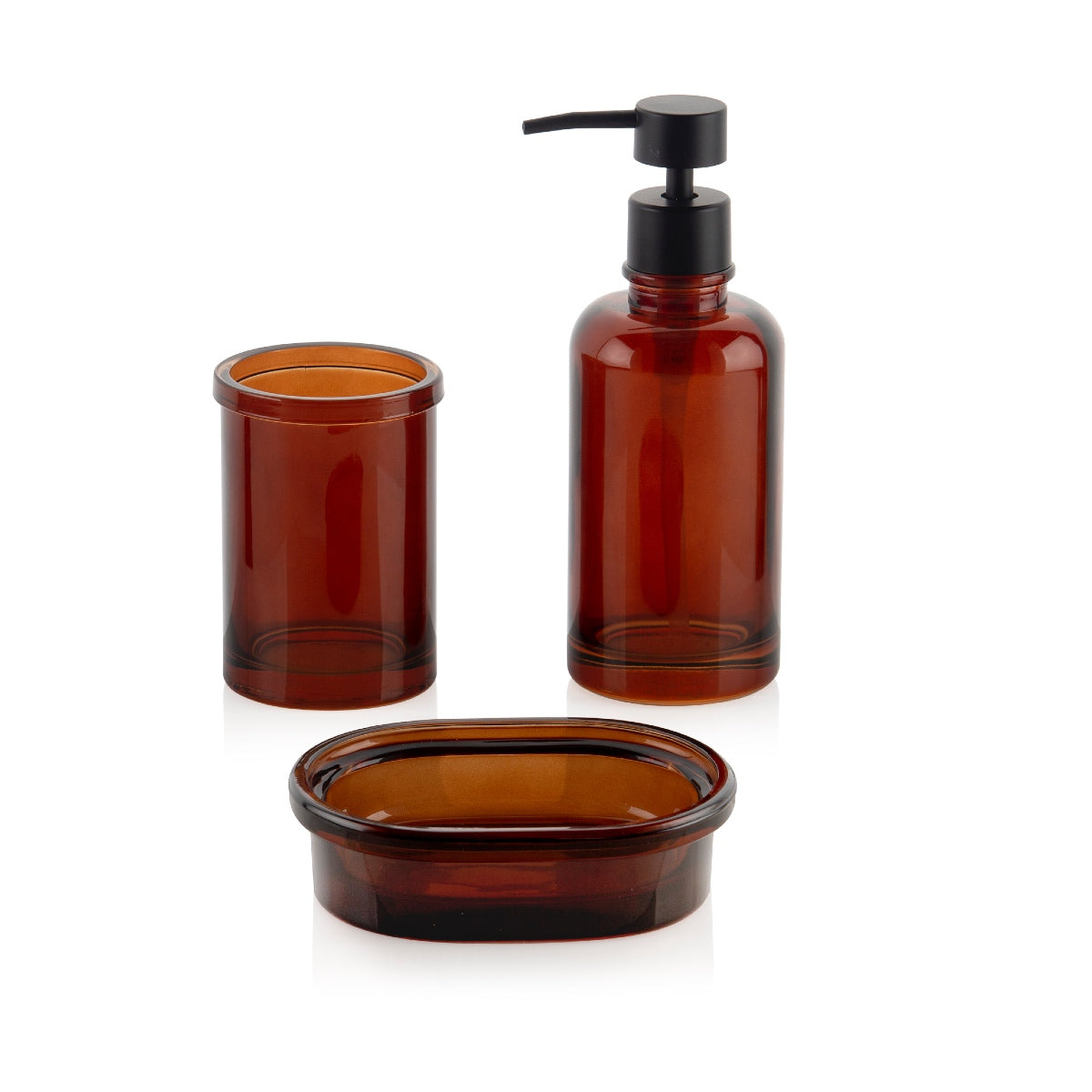 Portacepillos de baño de cristal moderno marrón