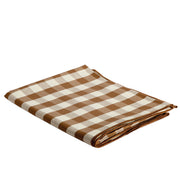 Mantel de mesa marrón de lino vichy 200 cm