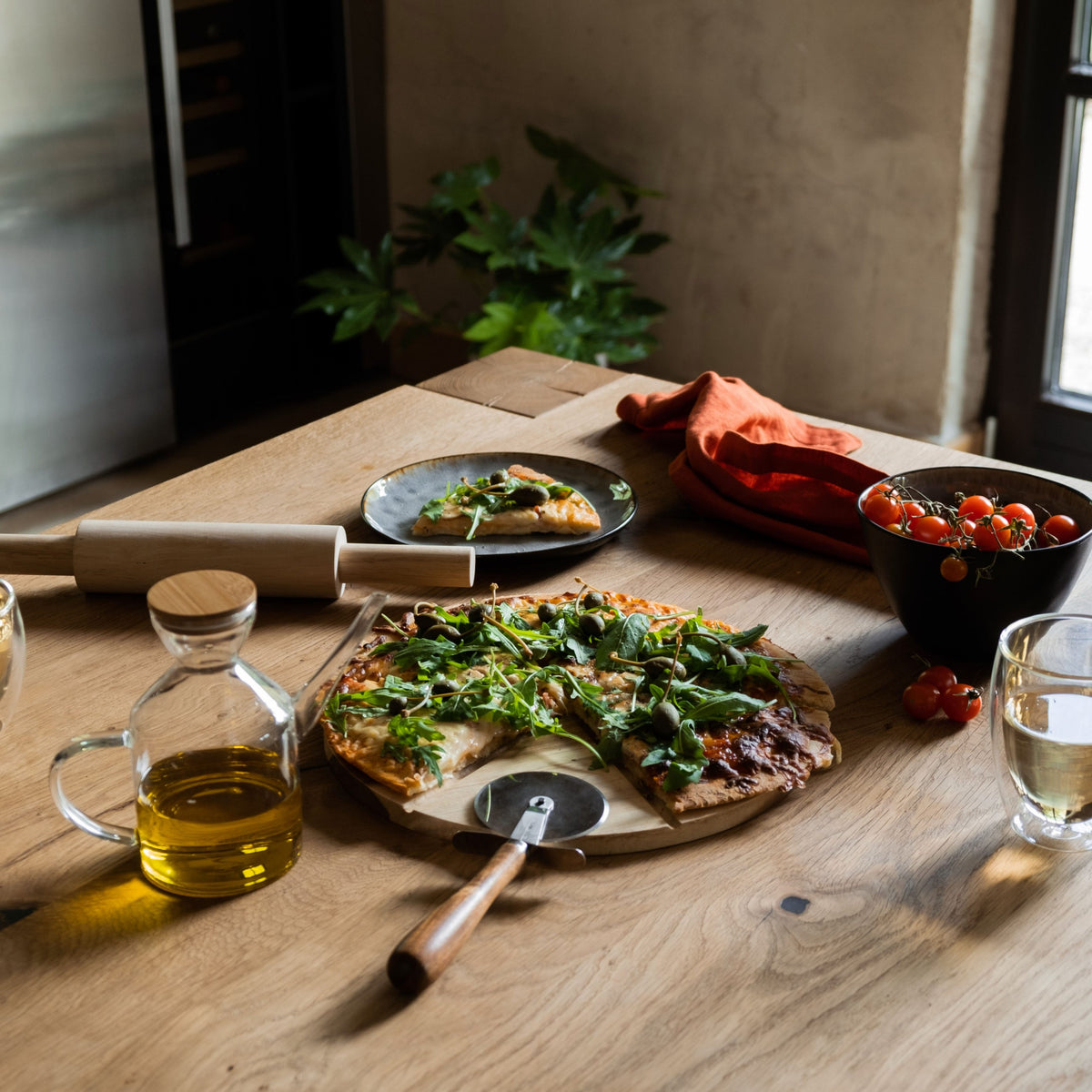 Aceitera de cocina de cristal y bambú clásica 1Litro