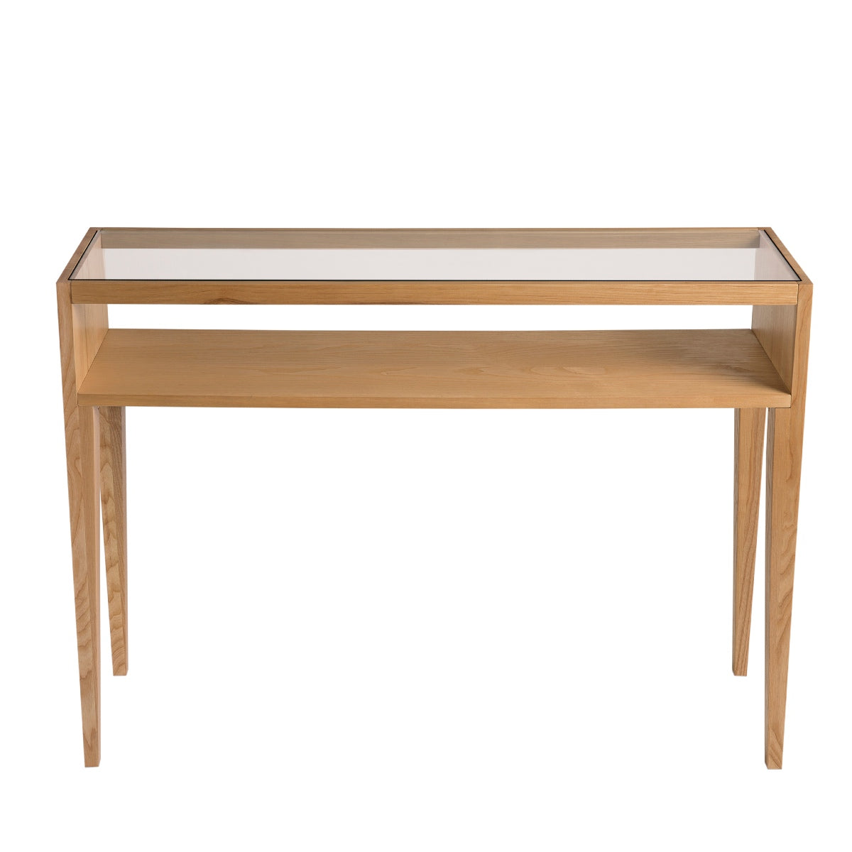 Consola de madera de fresno y vidrio 100 cm