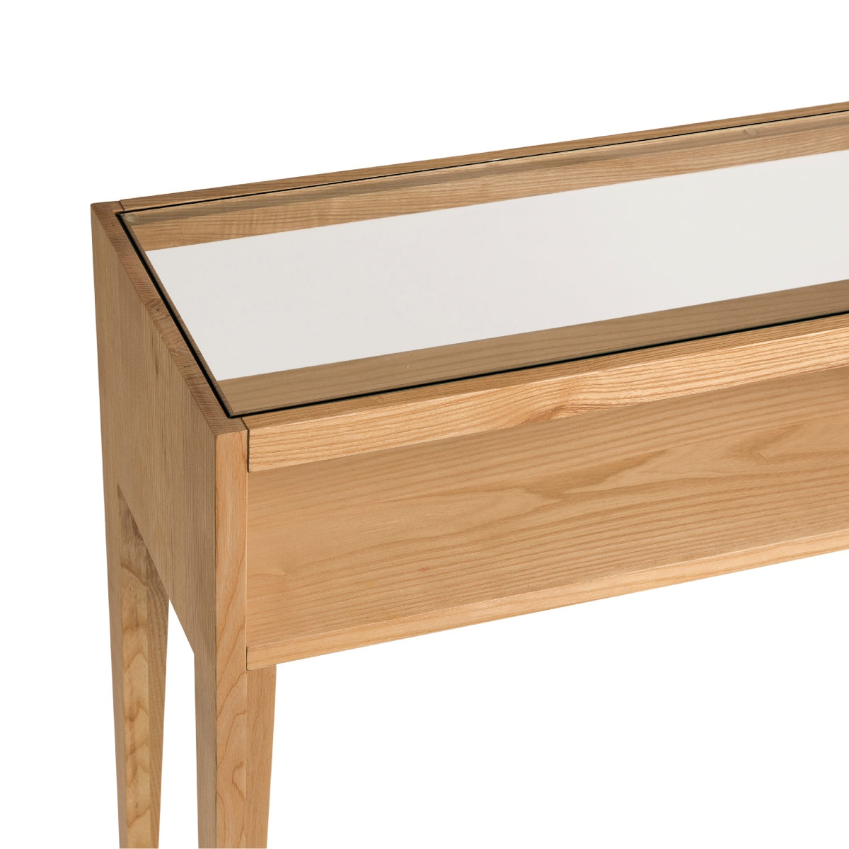 Consola de madera de fresno y vidrio 100 cm